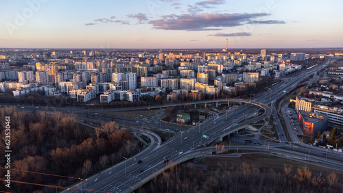 the Warsaw district of Gocław seen from a drone