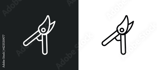 pruners icon isolated in white and black colors. pruners outline vector icon from agriculture farming collection for web, mobile apps and ui. photo