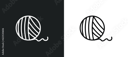 yarn ball icon isolated in white and black colors. yarn ball outline vector icon from activity and hobbies collection for web, mobile apps and ui.