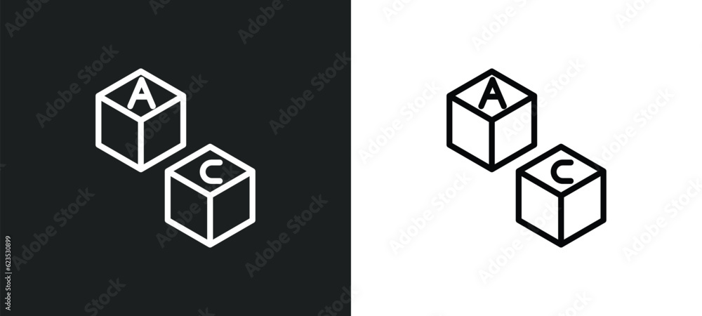 boggle icon isolated in white and black colors. boggle outline vector icon from activity and hobbies collection for web, mobile apps and ui.