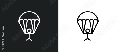 gliding parachutist icon isolated in white and black colors. gliding parachutist outline vector icon from activity and hobbies collection for web, mobile apps and ui. © Farahim