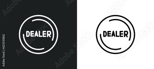 dealer icon isolated in white and black colors. dealer outline vector icon from activity and hobbies collection for web, mobile apps and ui.