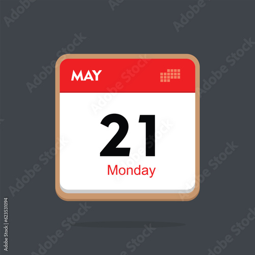 monday 21 may icon with black background, calender icon