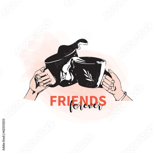 Friends forever text slogan print for t shirt other us. lettering slogan graphic vector illustration