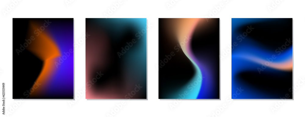 SET SOFT GRADIENT MESH FLUID BLURRED DARK BACKGORUND DESIGN WITH COPY SPACE AREA VECTOR TEMPLATE GOOD FOR POSTER, WALLPAPER, COVER, FRAME, FLYER, SOCIAL MEDIA 
