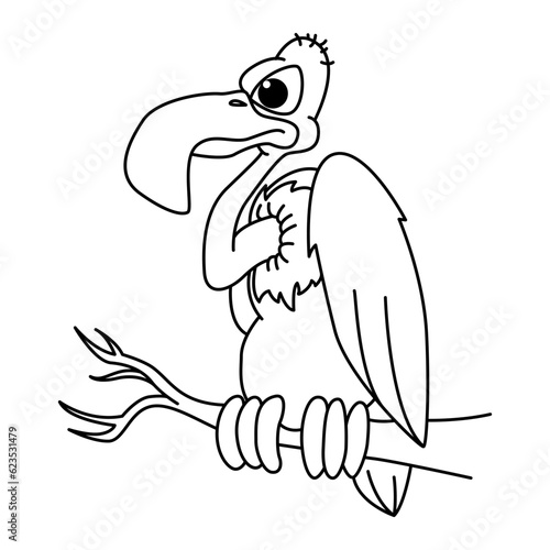 Funny vulture cartoon coloring page