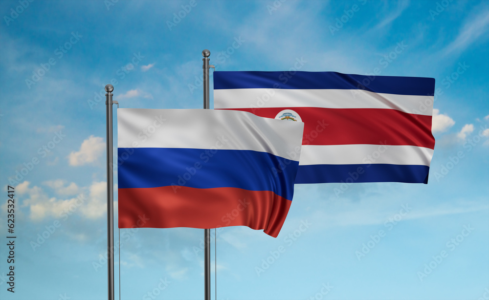 Costa Rico and Russia flag Costa Rico and Russia flag