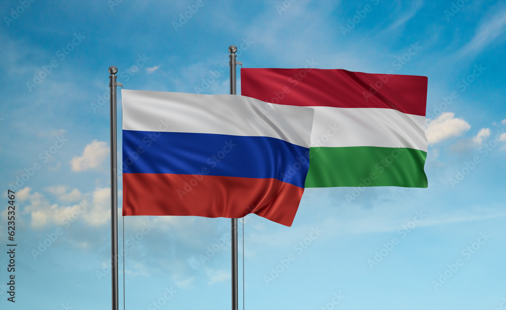 Hungary and Russia flag Hungary and Russia flag