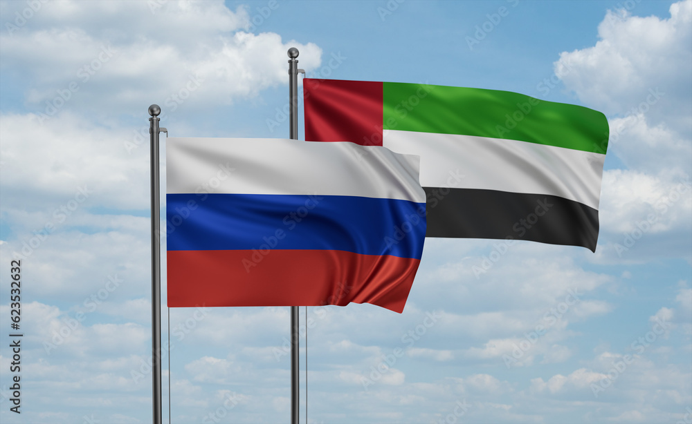 UAE and Russia flag UAE and Russia flag