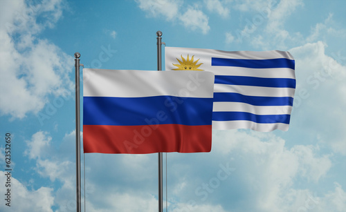 Uruguay and Russia flag