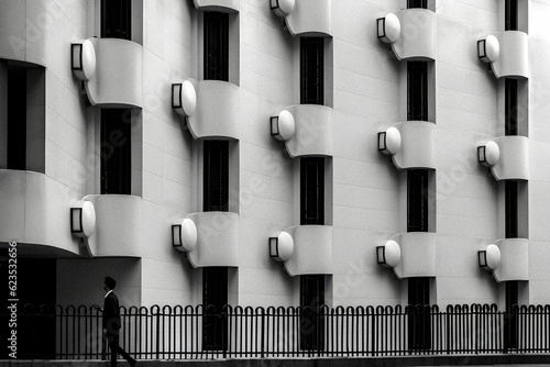 Minimalistic Urban Architecture in Black and White - generative ai