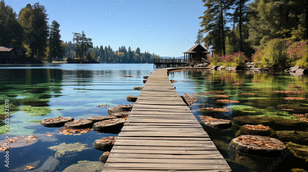 Obraz premium Peer to a lake
