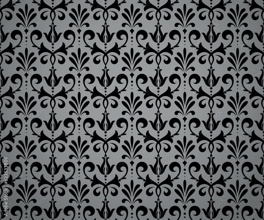 Flower geometric pattern. Seamless vector background. Gray and black ornament Flower geometric pattern. Seamless vector background. Gray and black ornament