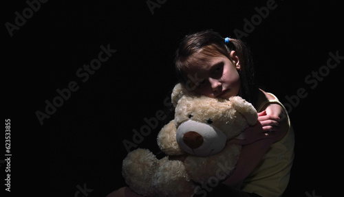 Konstfotografi Lost childhood, emotional pain, depression and violence concept