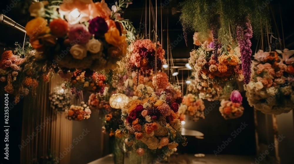 Original wedding floral decoration. Generative AI