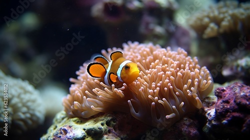 Sea anemone and clown fish underwater. Generative AI