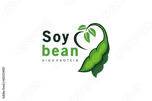 Modern green love soybean logo design
