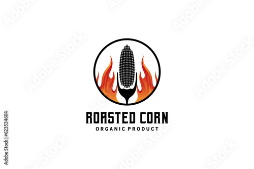 Modern abstract roasted corn logo design vector illustration