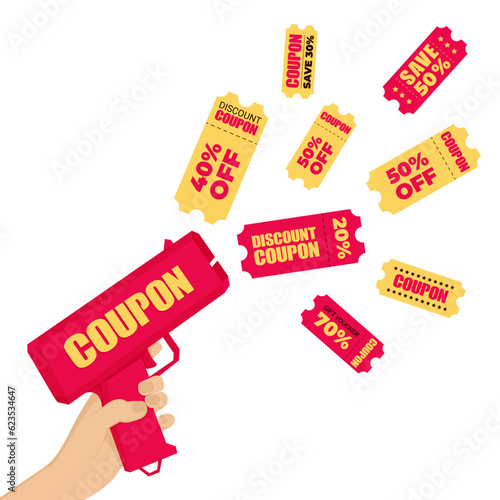 Сoupon gun making machine vector illustration. EPS 10