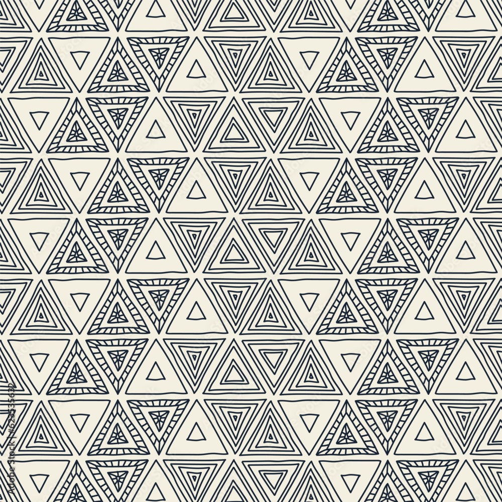 Seamless pattern with hand drawn triangles. Vector abstract pattern background
