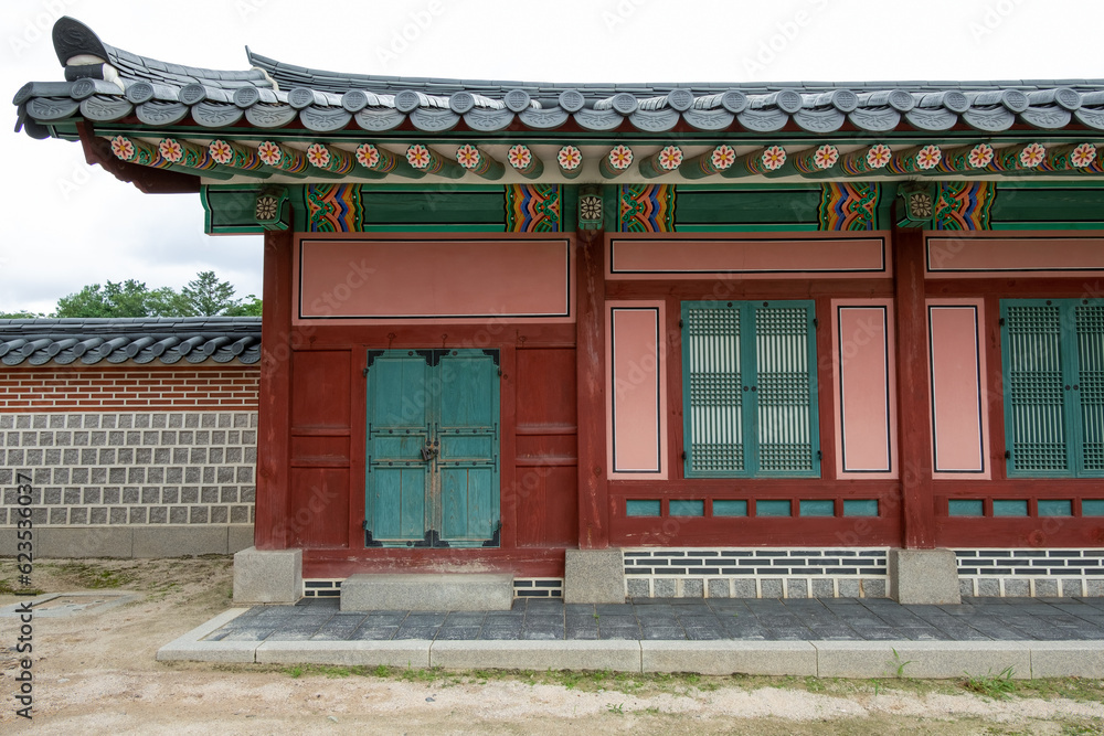 View of the building in Gyeongbokgung Palace in Seoul, South Korea