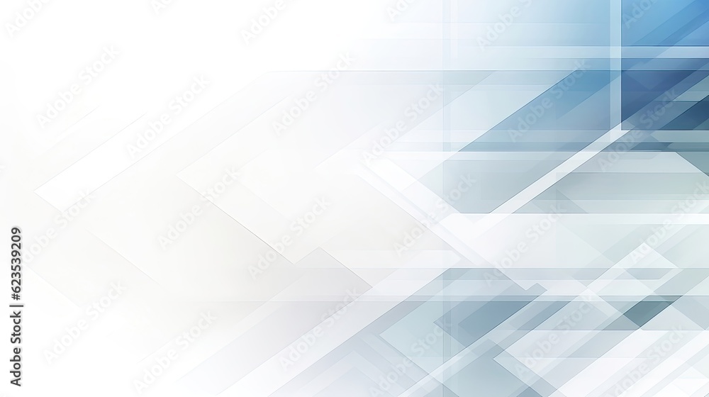 Obraz premium Modern abstract white background design with layers of transparent shapes arranged in a random geometric pattern.