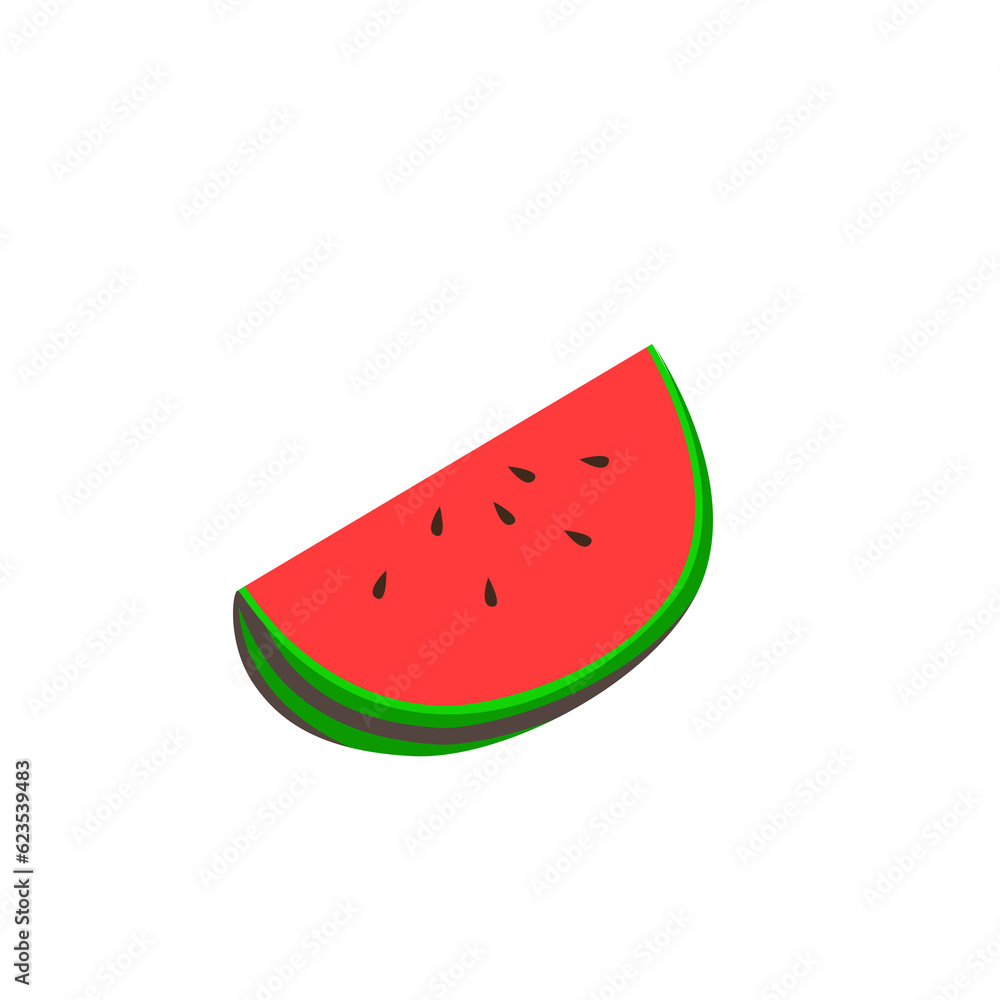 Isometric illustration of a watermelon Isometric illustration of a watermelon