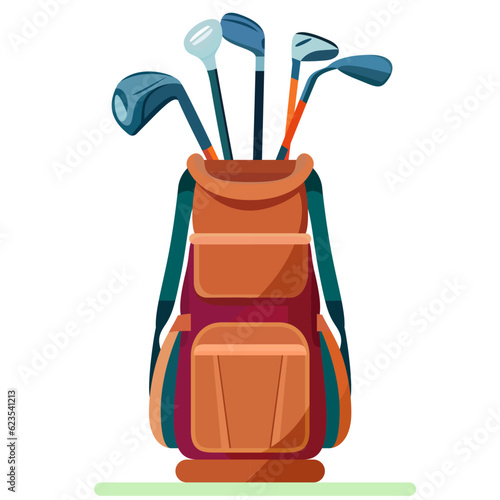 golf bag with clubs golfer equipment flat style vector illustration , Golf Cart or Trolley bags stock vector image