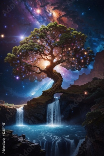 Tree of Life in galaxy universe dramatic fantasy.