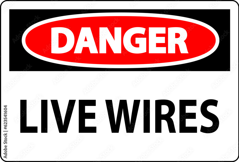 Danger Sign Live Wires On White Background