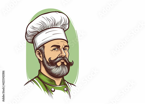 Modern professional logo in cooking with the image of a cook, chef, banner