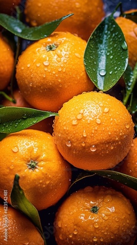 Fresh oranges seamless background with ai generation. Top view