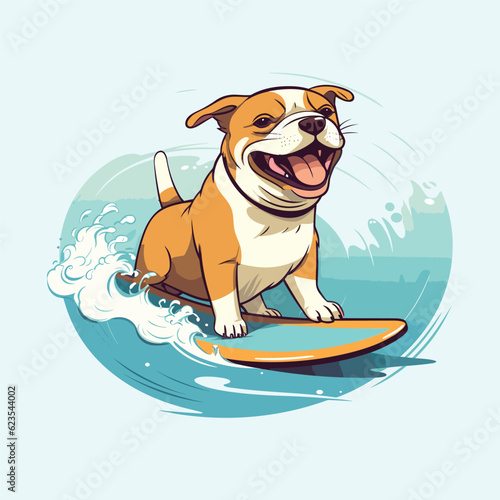cute dog surfing vector illustration