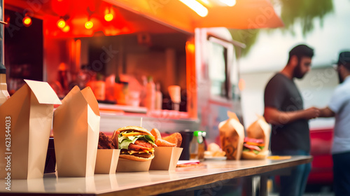 Obraz na plátně food truck in city festival , selective focus