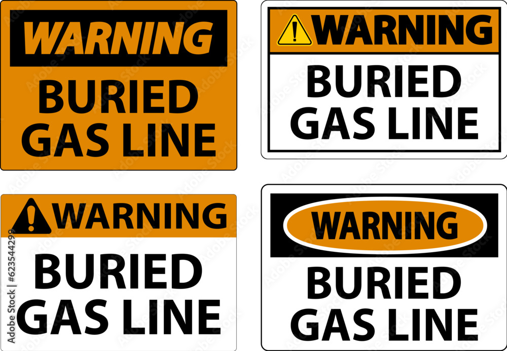 Warning Sign Buried Gas Line On White Background Warning Sign Buried Gas Line On White Background