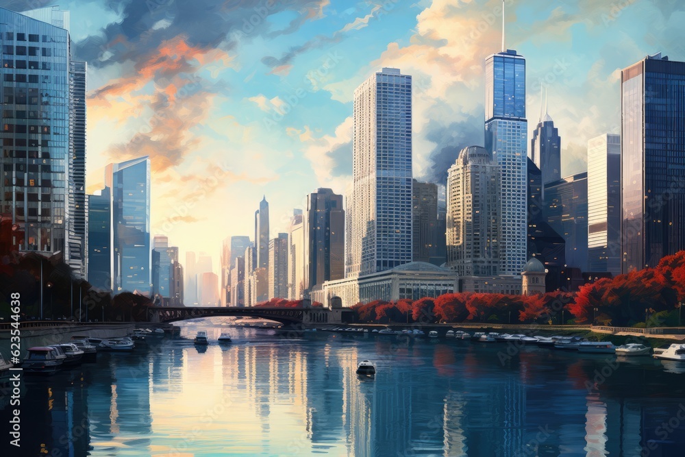 The beauty of Chicago in travel destination - abstract illustration
