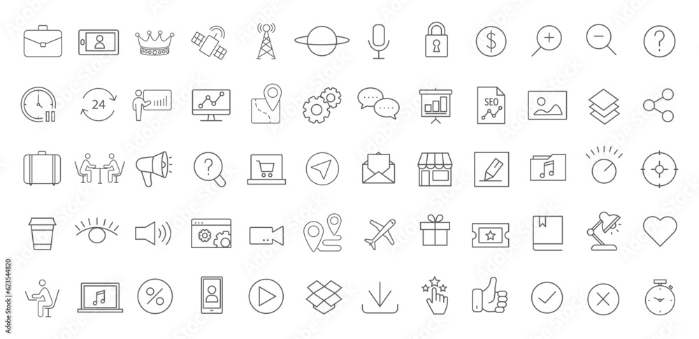 Digital marketing. 60 linear icons. Digital marketing. 60 linear icons.