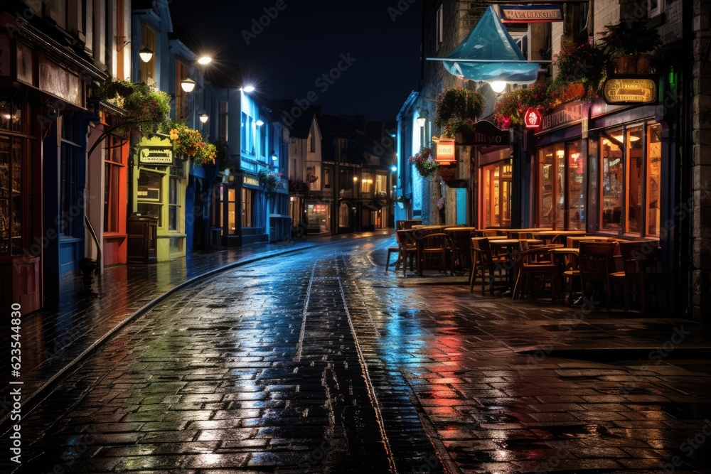 The beauty of Galway Ireland by night travel destination - abstract illustration