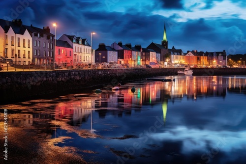 The beauty of Galway Ireland by night travel destination - abstract illustration