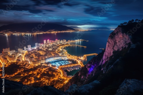 The beauty of Gibraltar by night travel destination - abstract illustration