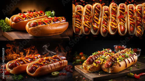 hot dogs on fire