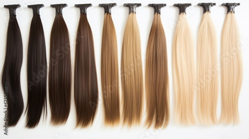 Detailed Illustration of I-Tip Hair Extension Installation, Displayed Against a Plain White Backdrop: High-Quality Generative AI Illustration