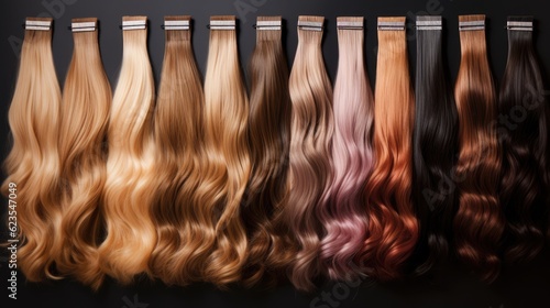 High-Resolution Display of Different Types of Hair Extensions Ideally Suited for Short Hair: High-Quality Generative AI Illustration