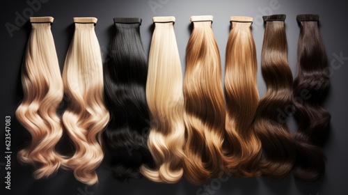 High-Resolution Display of Different Types of Hair Extensions Ideally Suited for Short Hair: High-Quality Generative AI Illustration