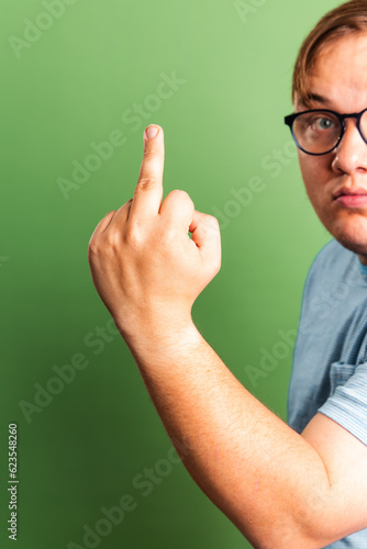 man giving the middle finger