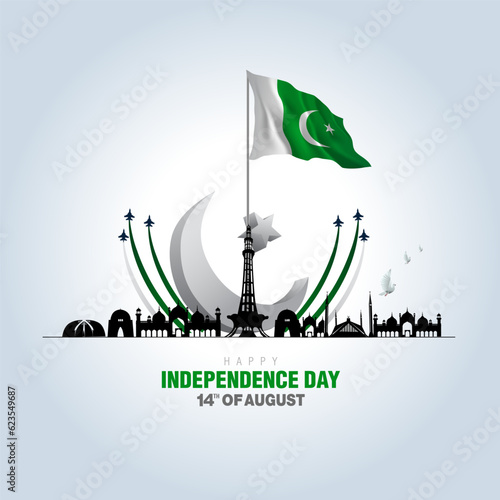happy independence day Pakistan. beautiful vector illustration. poster, banner , template design