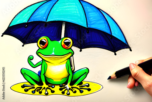 A frog with an umbrella on a rainy day.
Generative AI