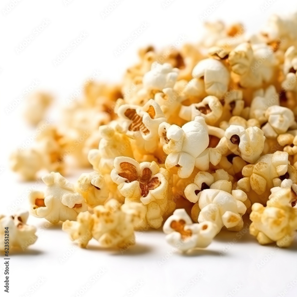 Popcorn in a dish on the background. Generative AI Popcorn in a dish on the background. Generative AI
