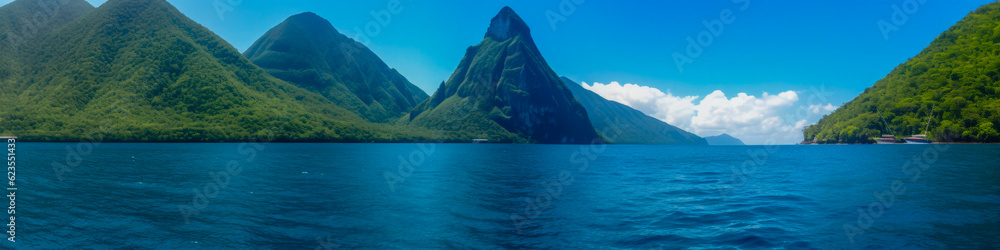 The Pitons Soufriere St. Lucia - Generative AI