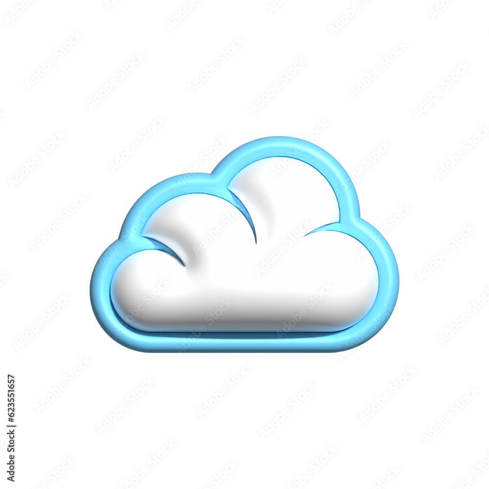 Cloud plastic. Realistic soft trendy silver clouds outdoor 3d rendering icon Cloud plastic. Realistic soft trendy silver clouds outdoor 3d rendering icon